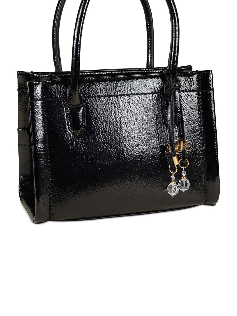 Sam Edelman Black Patent Satchel with Crystal Charm